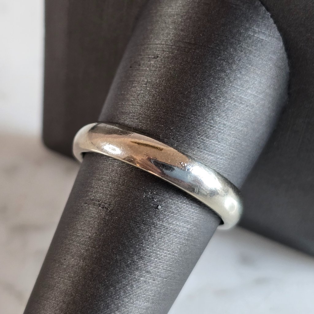 Mens Vintage Estate 10k White Gold Band Wedding Ring 46g E7230